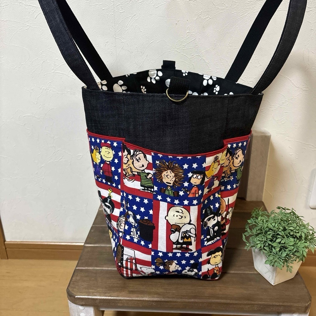 ゆきうさぎ様専用　ハンドメイド　紙袋風トートバッグ　Ａ４ファイル入ります！ ハンドメイドのファッション小物(バッグ)の商品写真