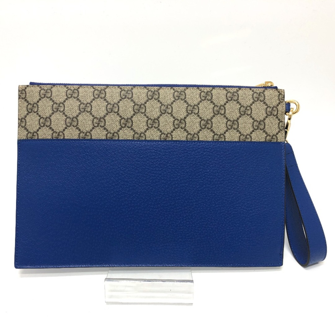 Gucci(グッチ)のグッチ GUCCI インターロッキングG カバン 723320 GG クラッチバッグ GGスプリームキャンバス ベージュ/ブルー 新品同様 メンズのバッグ(セカンドバッグ/クラッチバッグ)の商品写真