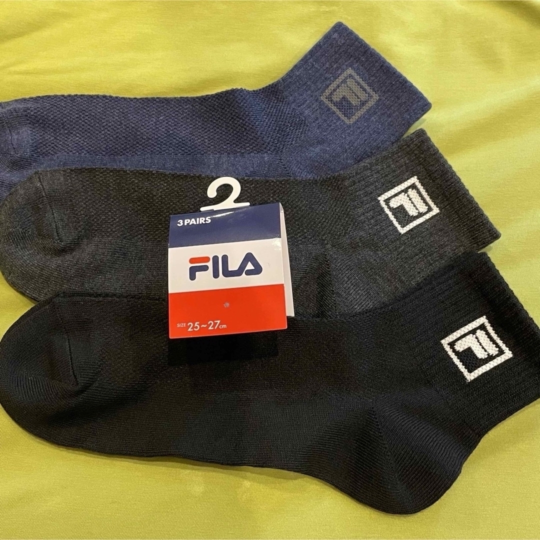 FILA(フィラ)の【フィラ】人気の足首丈＆ワンポイント‼靴下3足組　FL-1B☆25-27 メンズのレッグウェア(ソックス)の商品写真