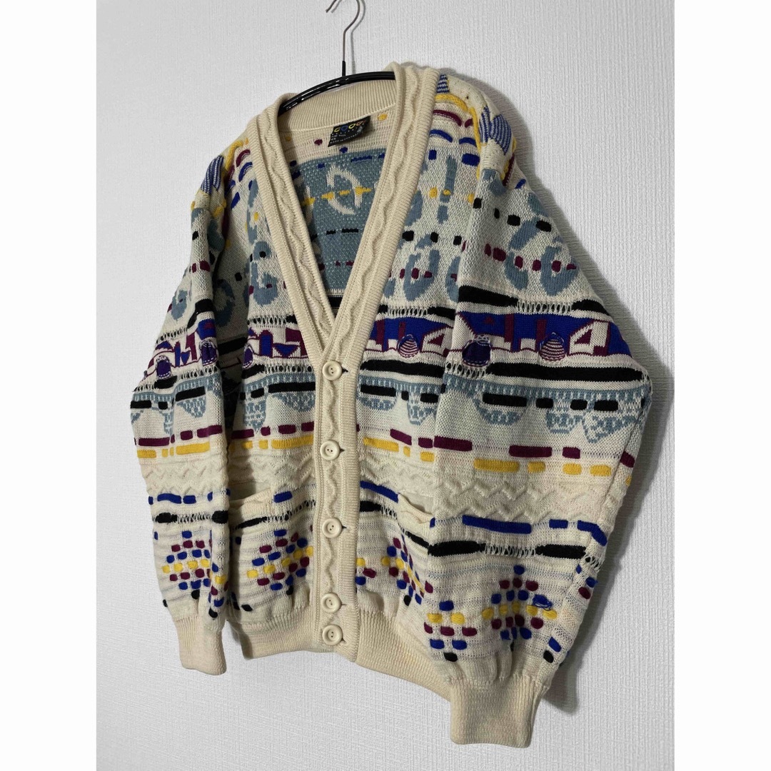 COOGI(クージー)の90s 高級 COOGI 3D 立体編み ウール ニット カーディガン メンズのトップス(カーディガン)の商品写真