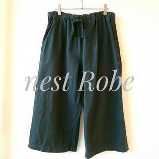 nest Robe - ネストローブ　クロップドワイドパンツ　ダークグリーン　リネン混　サイズフリー