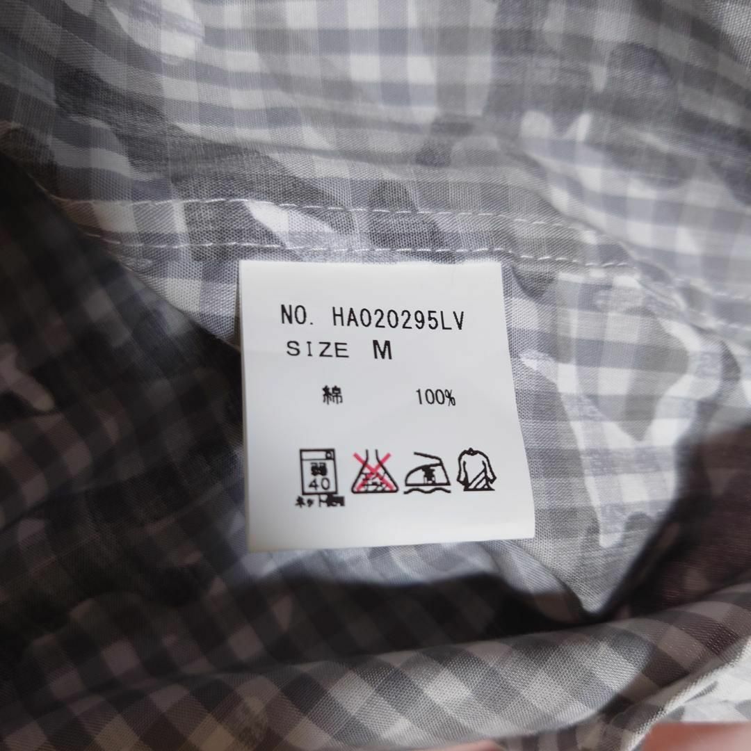 HARE(ハレ)のHARE ７分袖カモフラギンガムチェックシャツ Ｍ ⑥ メンズのトップス(シャツ)の商品写真