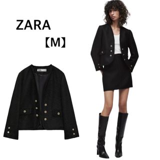 ザラ(ZARA)の【極美品】 ZARA TEXTURED CARDIGANWITH BUTTONS(ノーカラージャケット)