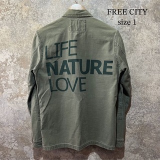 FREE CITY バックプリント ワークシャツ ミリタリーシャツ ジャケット(シャツ)