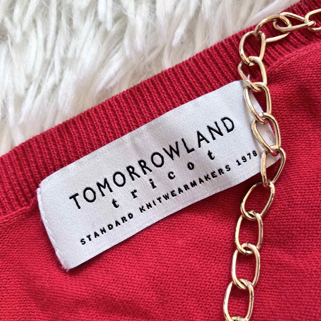 TOMORROWLAND(トゥモローランド)の◆美品◆トゥモローランド◆コットン100%シンプル◆Vネックニット◆朱赤◆M レディースのトップス(ニット/セーター)の商品写真