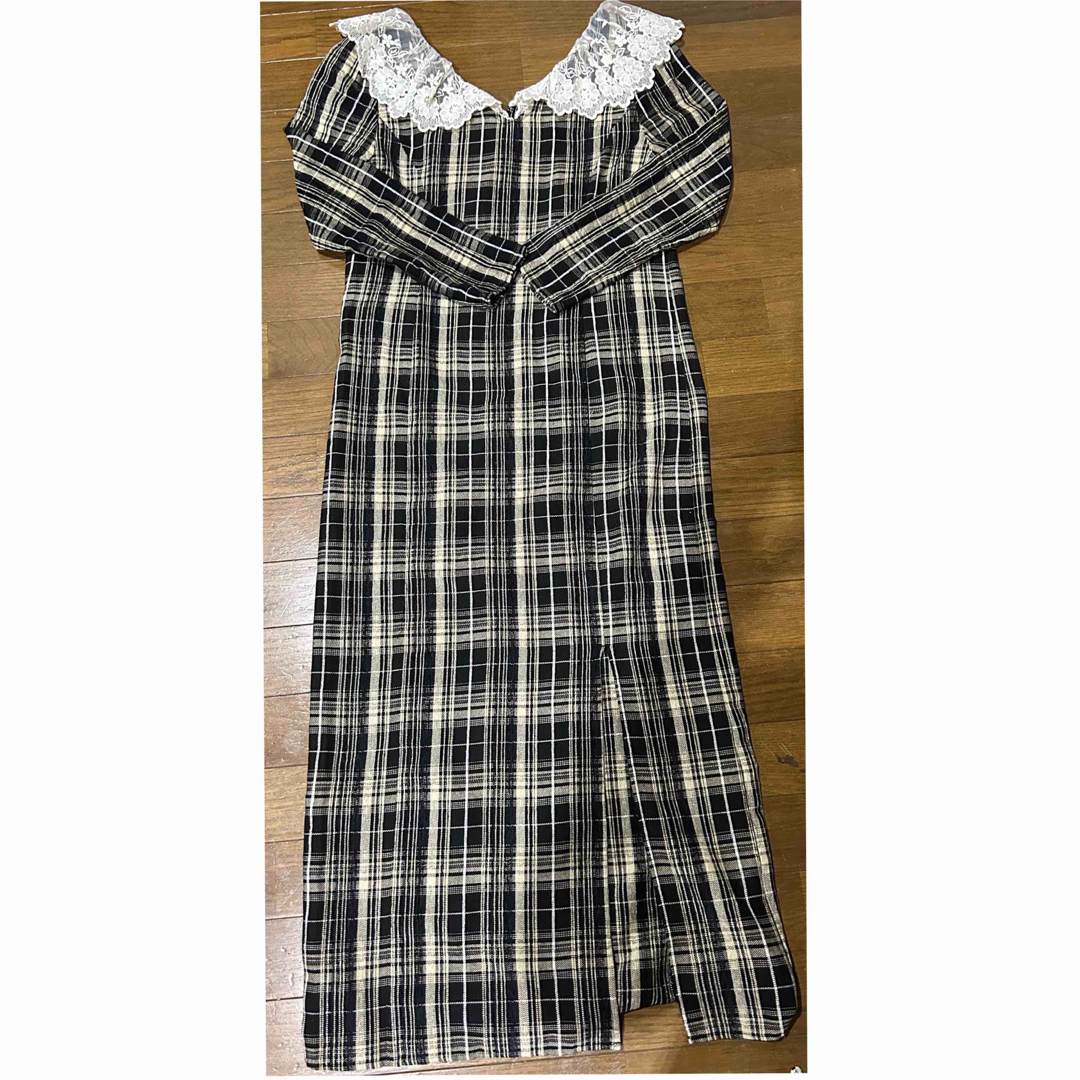 PUI LACE CHECK DRESS レディースのワンピース(ロングワンピース/マキシワンピース)の商品写真