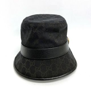 ★GUCCI グッチ 735219 バケットハット GGキャンバス ブラック sizeL(ハット)