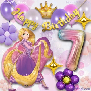 ディズニー(Disney)の豪華 7歳 ディズニー プリンセス ラプンツェル 誕生日 バルーンセット 女の子(キャラクターグッズ)