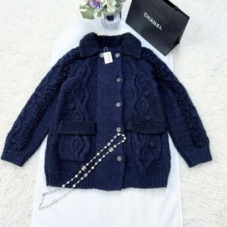 美品　CHANEL シャネル　カシミヤ100 編み込み　ジャケット　カーディガン