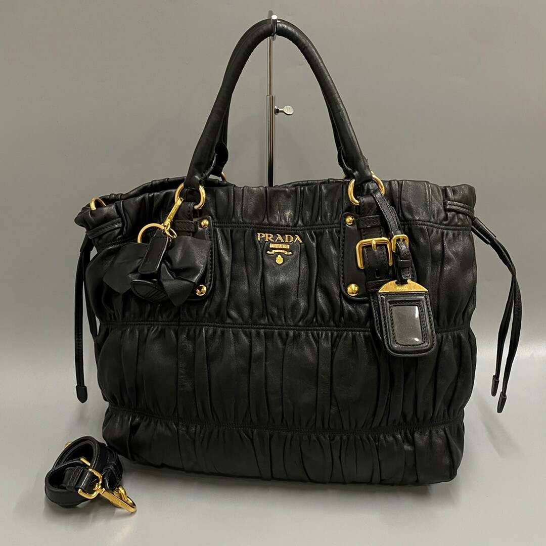 ◆美品◆ PRADA ハンドバッグ リボン ロゴ金具