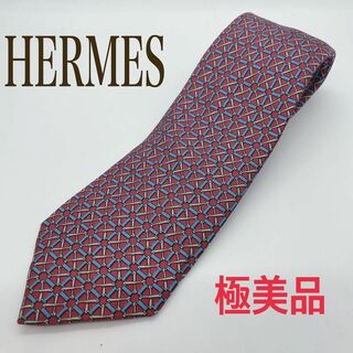 エルメス(Hermes)の【極美品】HERMES エルメス　高級ネクタイ　レッド　赤　チェック柄(ネクタイ)