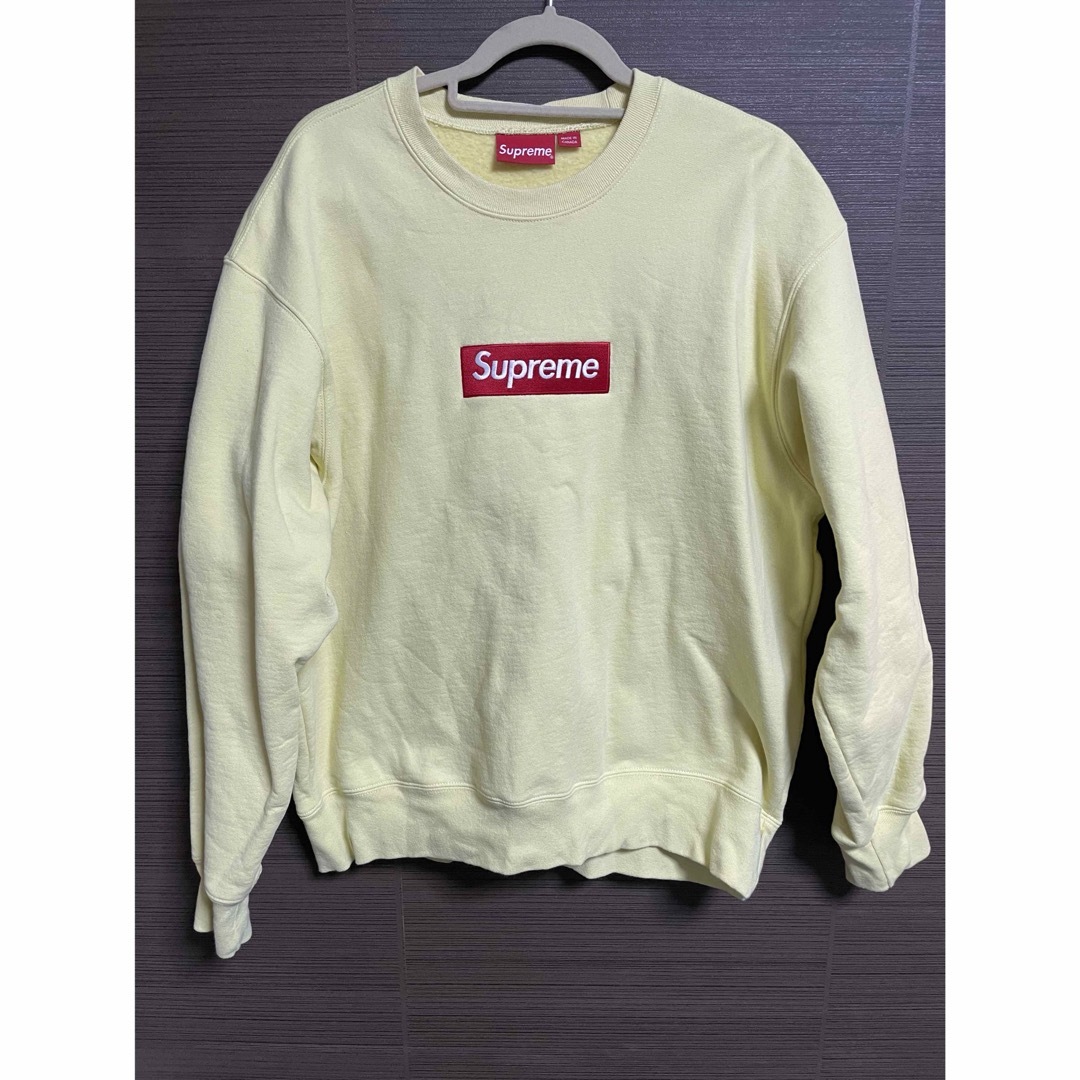 メンズ2022FW Supreme BoxLogo Crewneck ペイルイエロー