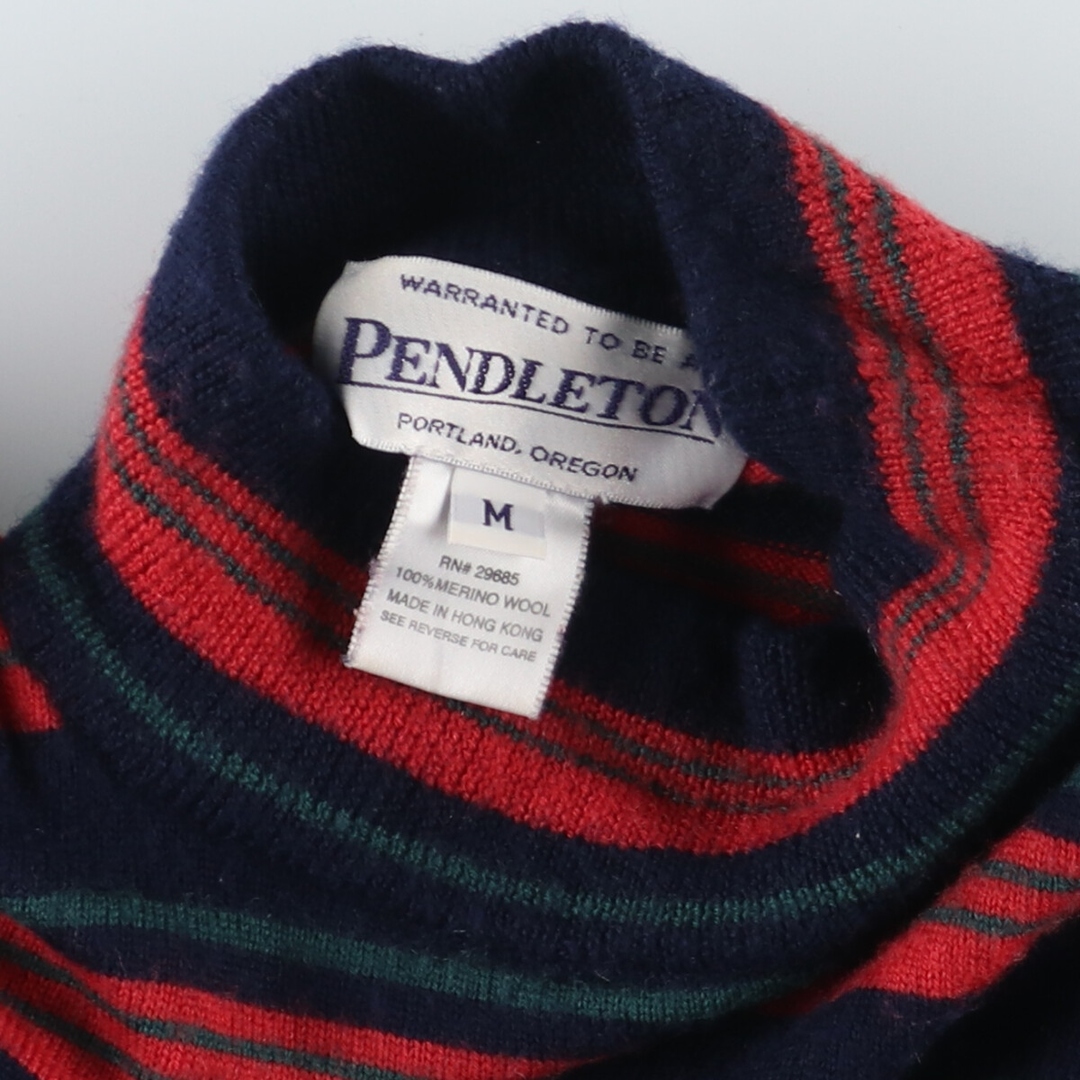PENDLETON(ペンドルトン)の古着 ペンドルトン PENDLETON マルチボーダー柄 メリノウールセーター レディースM /eaa398788 レディースのトップス(ニット/セーター)の商品写真