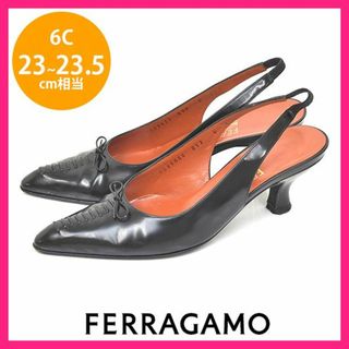 サルヴァトーレフェラガモ(Salvatore Ferragamo)のフェラガモ リボン バックスリング パンプス 6C(約23-23.5cm)(ハイヒール/パンプス)