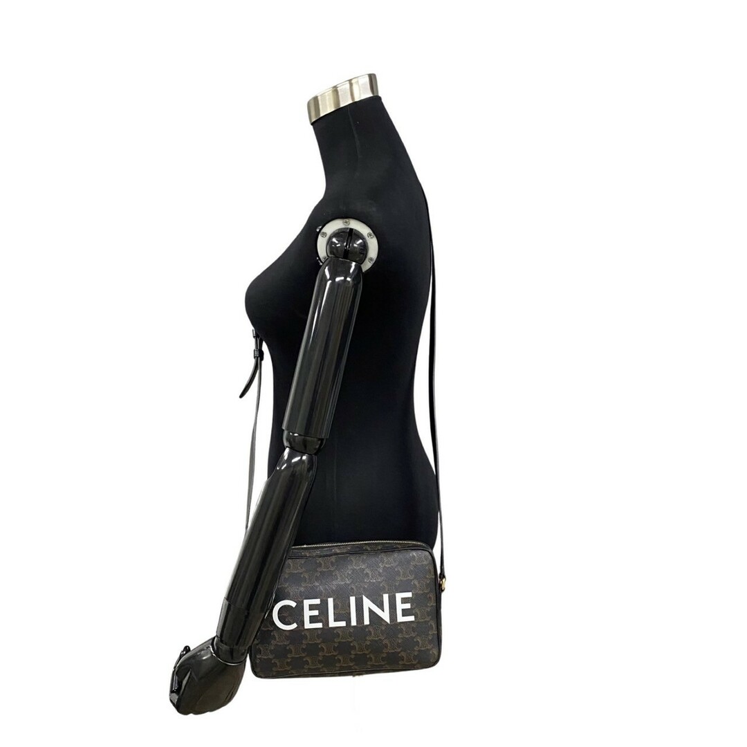 celine(セリーヌ)のほぼ未使用 レア品 CELINE セリーヌ ロゴ ミディアム メッセンジャーバッグ レザー 本革 ミニ ショルダーバッグ ポシェット ブラック 30322 レディースのバッグ(ショルダーバッグ)の商品写真