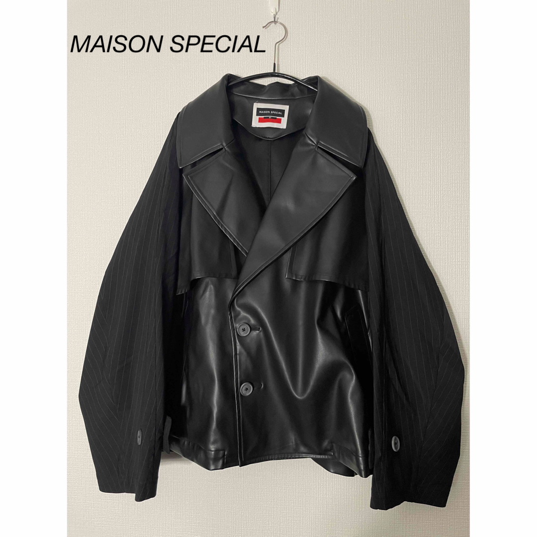 オフ MAISON SPECIAL メゾンスペシャル フェイクレザー切替ジャケット