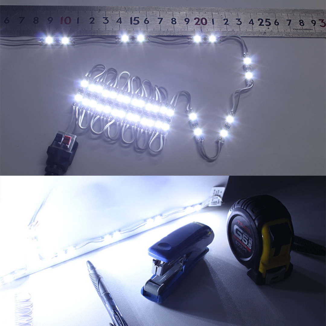 大量まとめ売り【50個セット】LEDモジュール 非防水 白色 20連約35mm中継ケーブル長