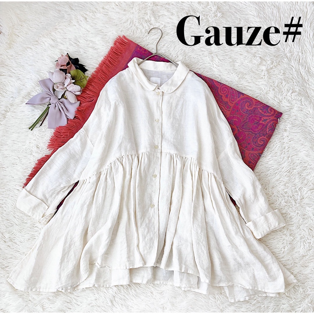 ✴︎Gauze✴︎Gauze#ガーゼ リネンジョゼットラウンドカラーチュニック