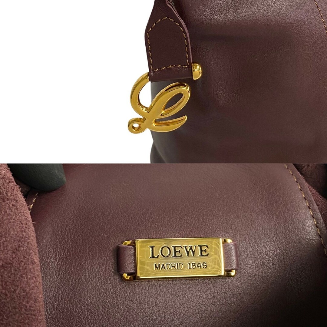 LOEWE(ロエベ)の極 美品 保存袋付き LOEWE ロエベ アナグラム ロゴ 金具 アントン レザー 本革 リュックサック デイパック バックパック ボルドー 91166 レディースのバッグ(リュック/バックパック)の商品写真