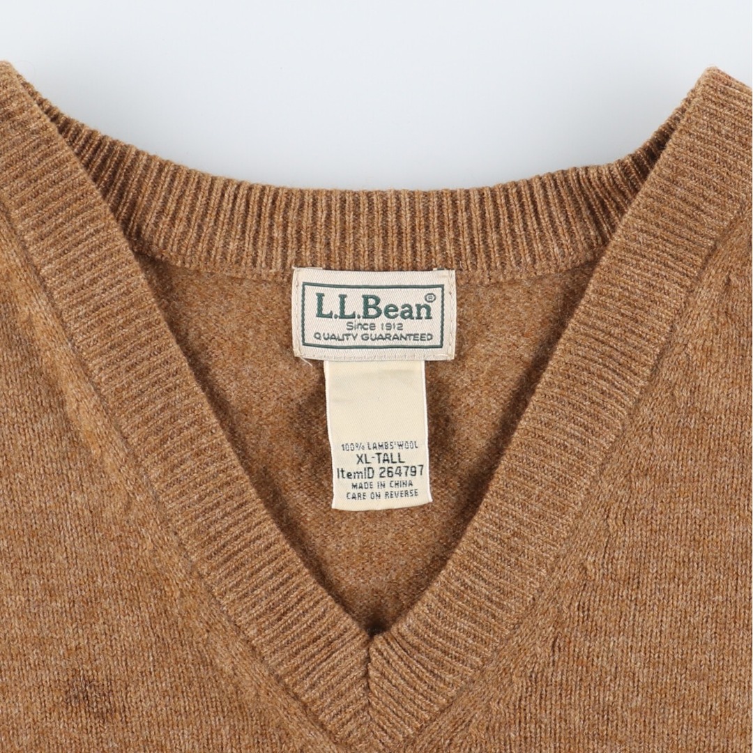 エルエルビーン L.L.Bean Vネック ウールニットベスト メンズXL /eaa405698XL-TALL着丈