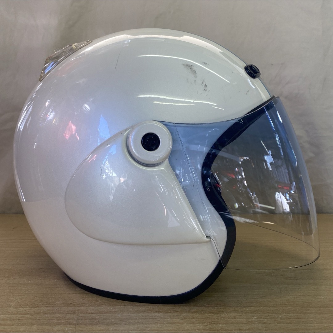 バイクOGK★CA-C21 ジェットヘルメット 白 青 ホワイト ブルー