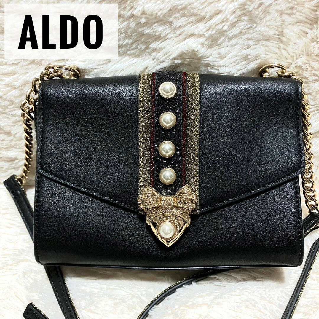 ALDO(アルド)の★ALDO★アルド ゴールドビジュー ショルダーバック グリッター ブラック レディースのバッグ(ショルダーバッグ)の商品写真