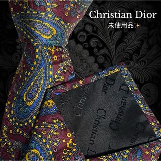 クリスチャンディオール(Christian Dior)の【未使用品】 Christian Dior ボルドー系 ペイズリー(ネクタイ)