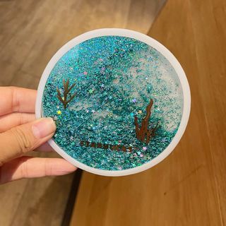 スターバックス(Starbucks)の【スターバックス海外限定】コースター　流れる　海底　人魚　キラキラ　可愛い　一点(テーブル用品)