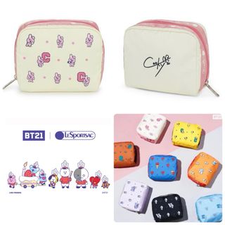 レスポートサック(LeSportsac)の【新品】COOKY コスメポーチ  BT21×レスポートサック　スクエアコスメ(ポーチ)