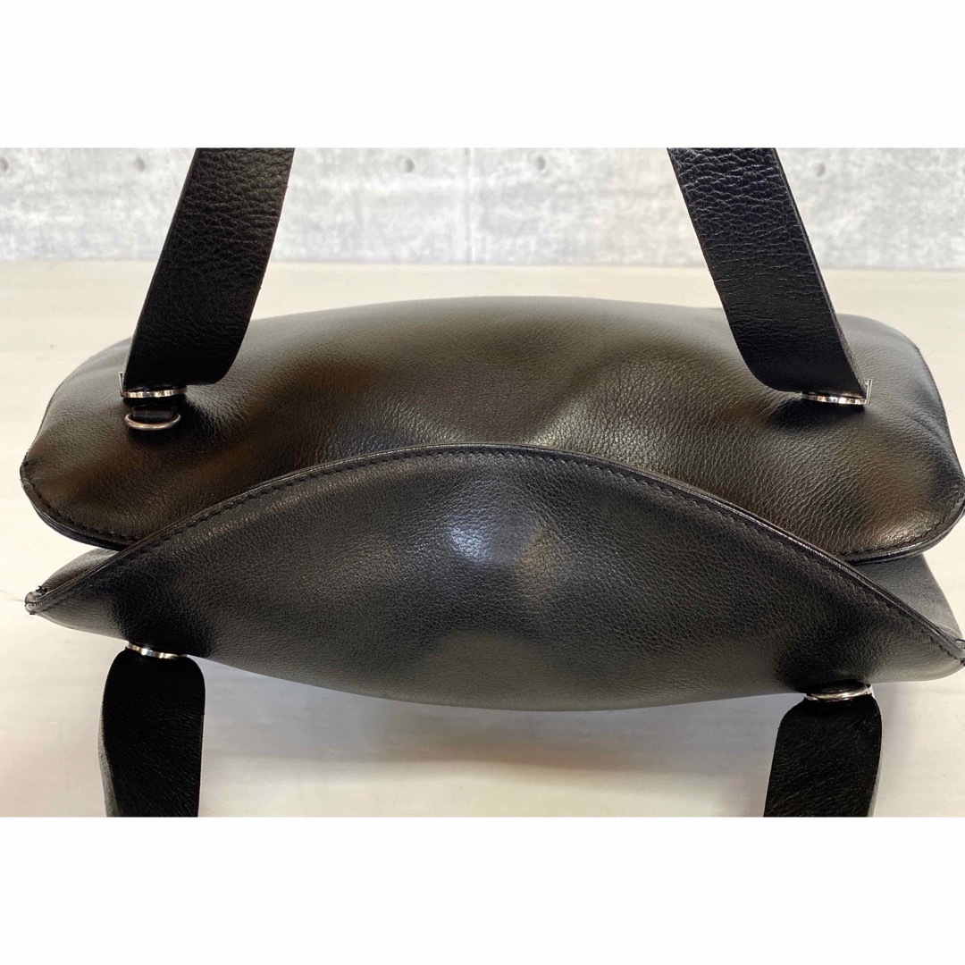 【良品】MAURO GOVERNA BLACK レザー シルバー金具ハンドバッグ