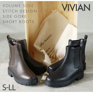 ヴィヴィアン(VIVIAN)のVivian  厚底 ステッチ サイドゴア ブーツ トラックソール(ブーツ)