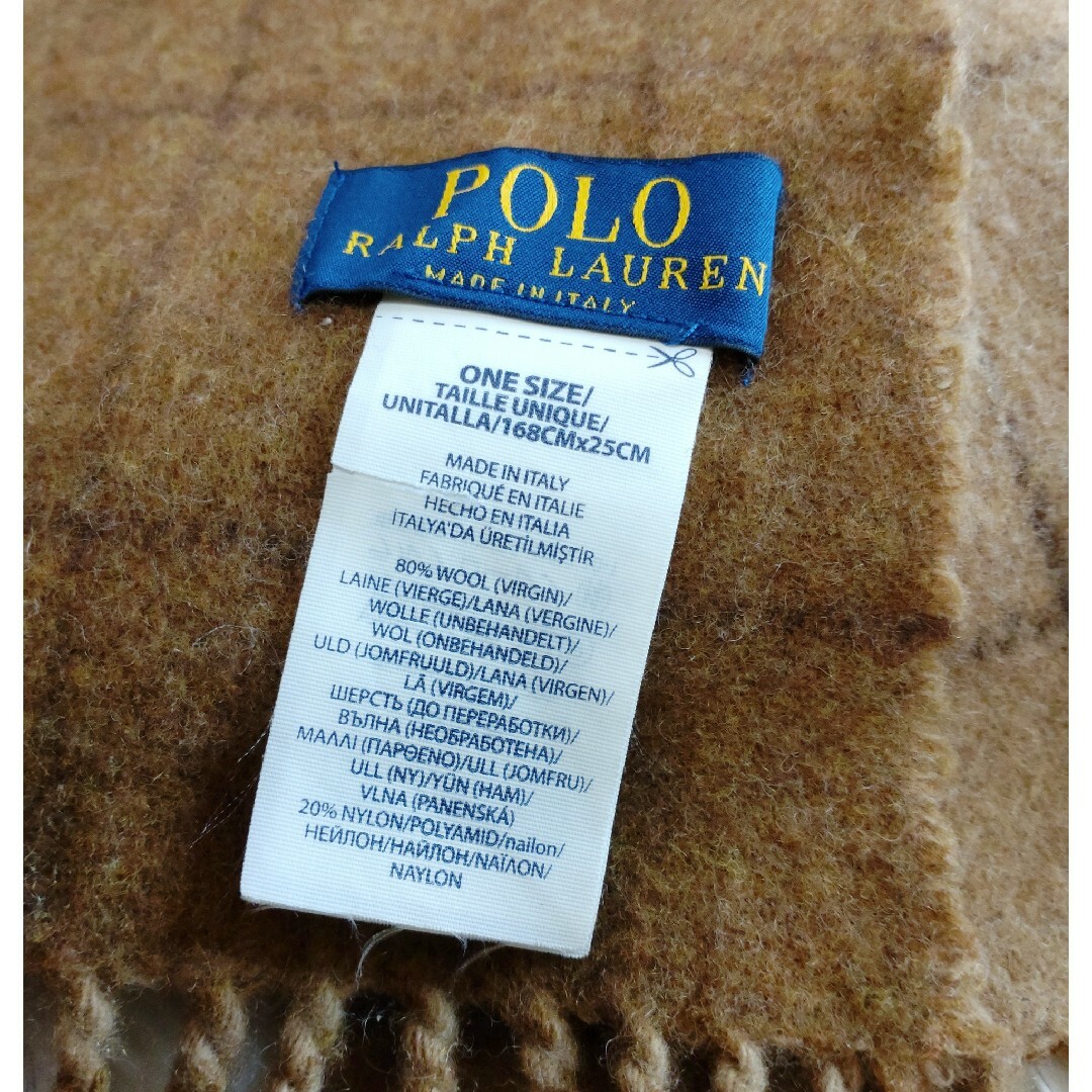 POLO RALPH LAUREN(ポロラルフローレン)のポロラルフローレン リバーシブルマフラー ウール ブラウン ベージュ チェック レディースのファッション小物(マフラー/ショール)の商品写真