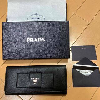 プラダ(PRADA)のPRADA プラダ　長財布　サフィアーノ　リボン　NERO(財布)