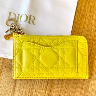 クリスチャンディオール(Christian Dior)の【正規美品】  LADYDIOR ジップ カードホルダー 日本限定 イエロー(コインケース)