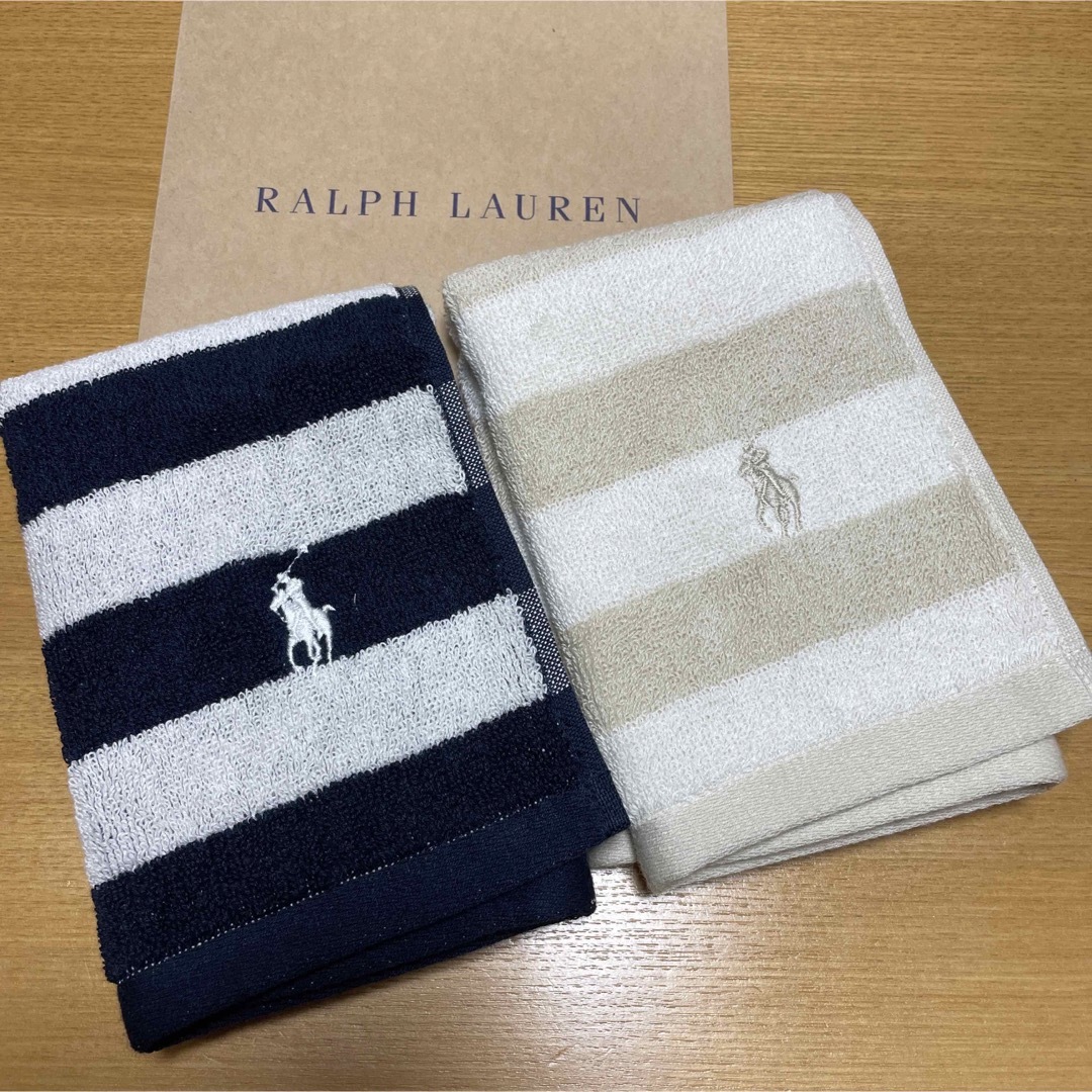 Ralph Lauren(ラルフローレン)の新品未使用　ラルフローレン　ボーダー　ウォッシュタオル　2枚　 インテリア/住まい/日用品の日用品/生活雑貨/旅行(タオル/バス用品)の商品写真