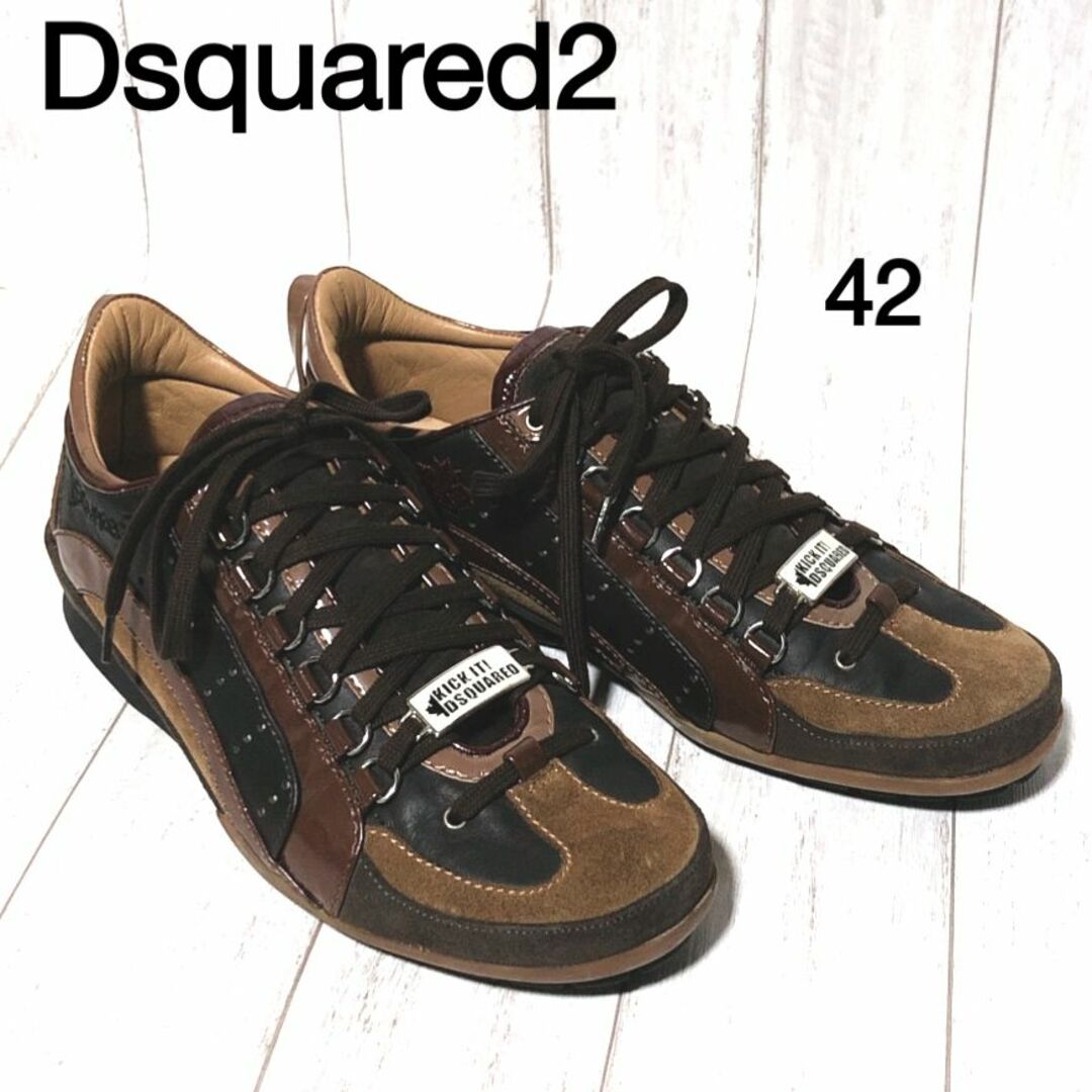 DSQUARED2(ディースクエアード)のディースクエアード スニーカー 42/DSQUARED2 ミックスレザー 伊製 メンズの靴/シューズ(スニーカー)の商品写真
