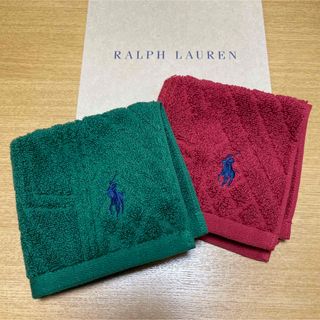 ラルフローレン(Ralph Lauren)の新品未使用　ラルフローレン　ハンドタオル　2枚　レッド　グリーン(ハンカチ/ポケットチーフ)