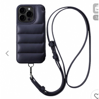 ストラップ＋DEMIUブラックBALLON iPhone15Pro 携帯ケース(iPhoneケース)
