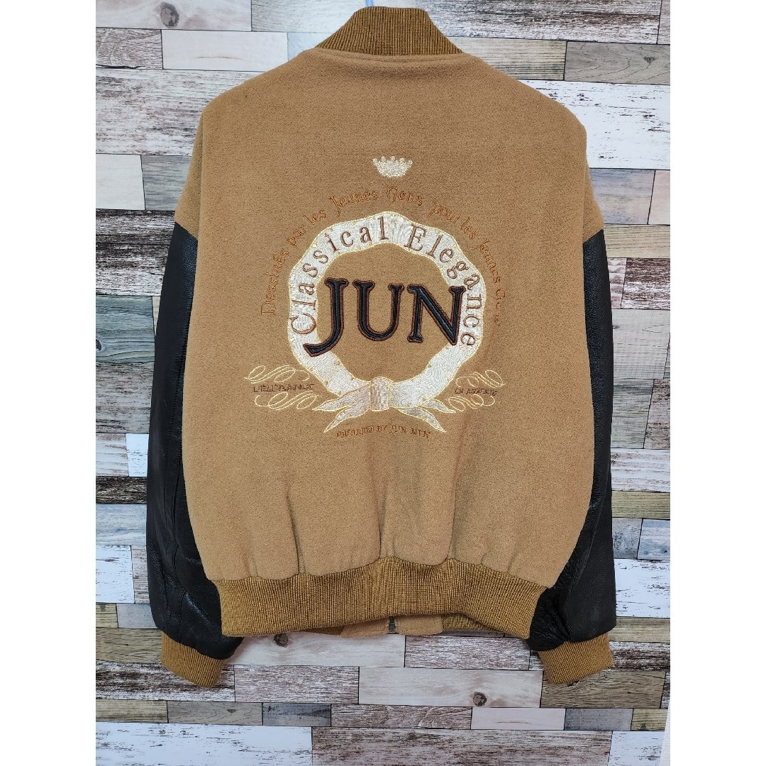 JUNMEN(ジュンメン)のJUNMEN　ジュンメン　ビンテージ　レザースタジャン　90S　希少品　ブラウン メンズのジャケット/アウター(スタジャン)の商品写真