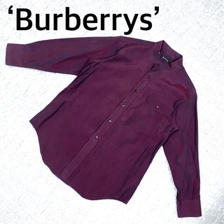 バーバリー(BURBERRY)のBurberrys パーバリーズ　ノーカラー七部袖シャツ　パープル(シャツ)
