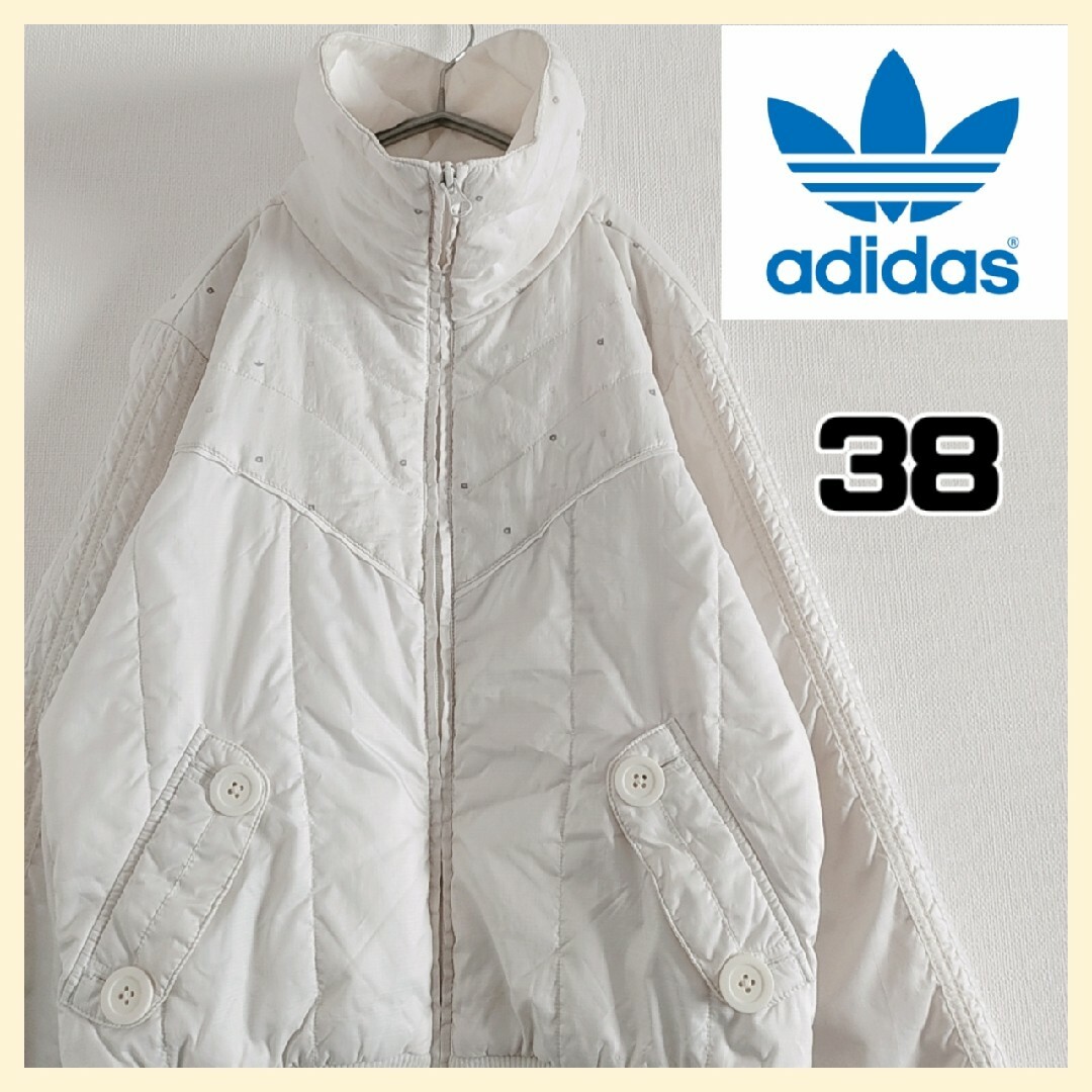 Originals（adidas）(オリジナルス)のアディダス　オリジナルス　フルジップ　中綿　ジャケット　白　US古着　ブルゾン レディースのジャケット/アウター(ブルゾン)の商品写真