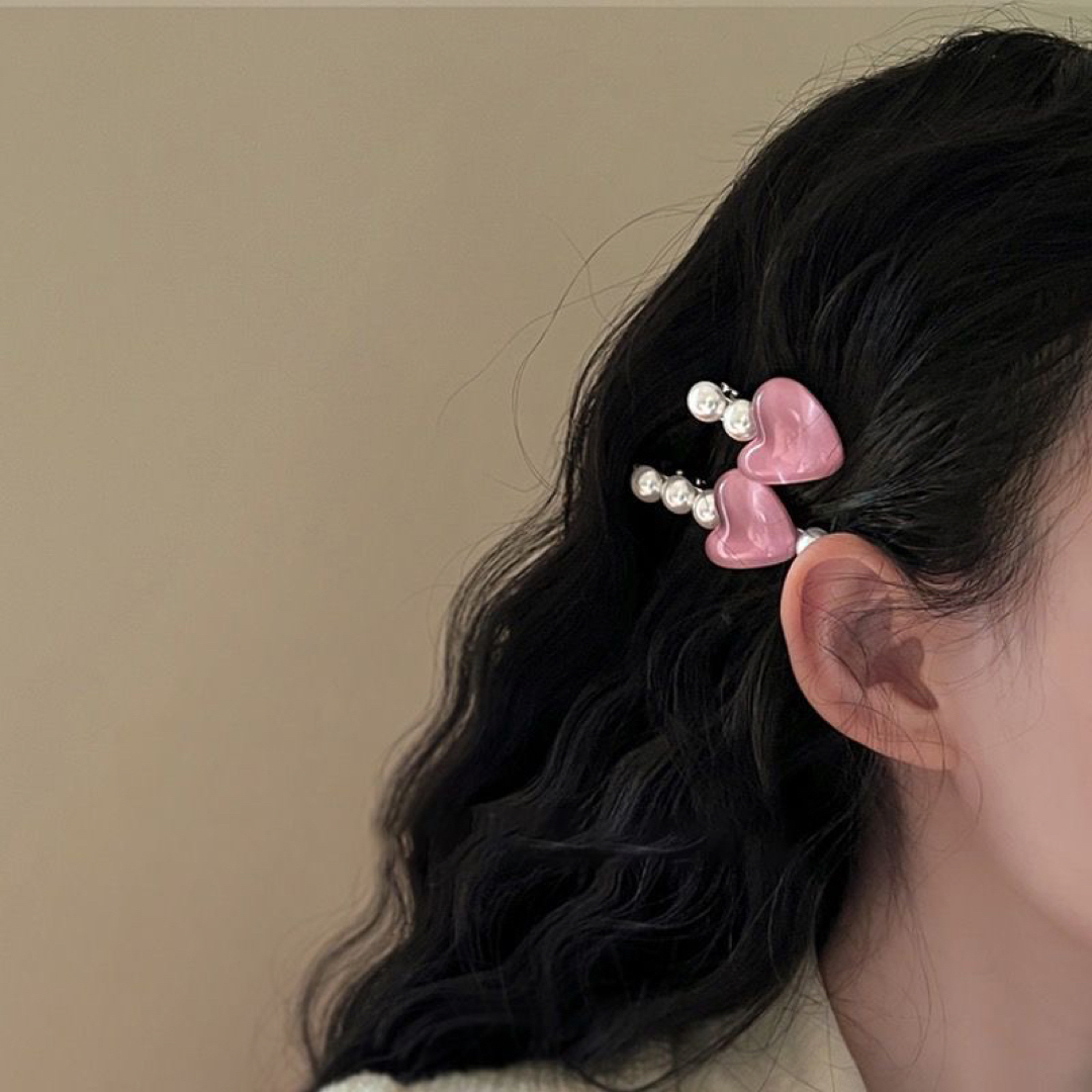 ヘアピン パール ハート ピンク レディースのヘアアクセサリー(ヘアピン)の商品写真