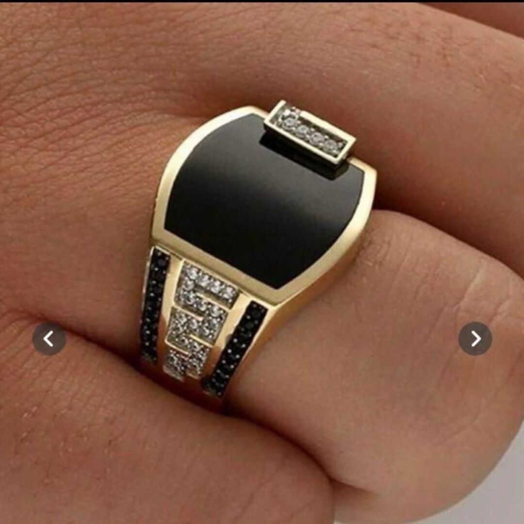 【R001】リング　メンズ　指輪　ゴールド　ジルコニア　20号 メンズのアクセサリー(リング(指輪))の商品写真