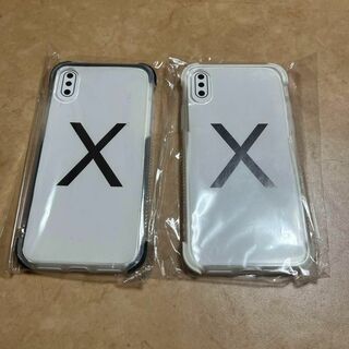 2点セット iPhoneX ホワイト ブラック(iPhoneケース)