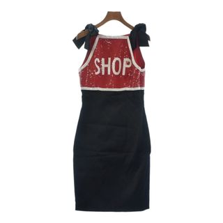 モスキーノ(MOSCHINO)のMOSCHINO モスキーノ ワンピース 42(M位) 赤x黒 【古着】【中古】(ひざ丈ワンピース)