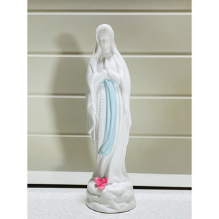 聖母マリア立像　ルルドの奇跡　薔薇　●置物●白色陶器●インテリアにも最適(置物)