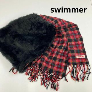 スイマー(SWIMMER)のスイマー　マフラー　ボア　ファー　古着女子　チェック柄　ネル(マフラー/ショール)