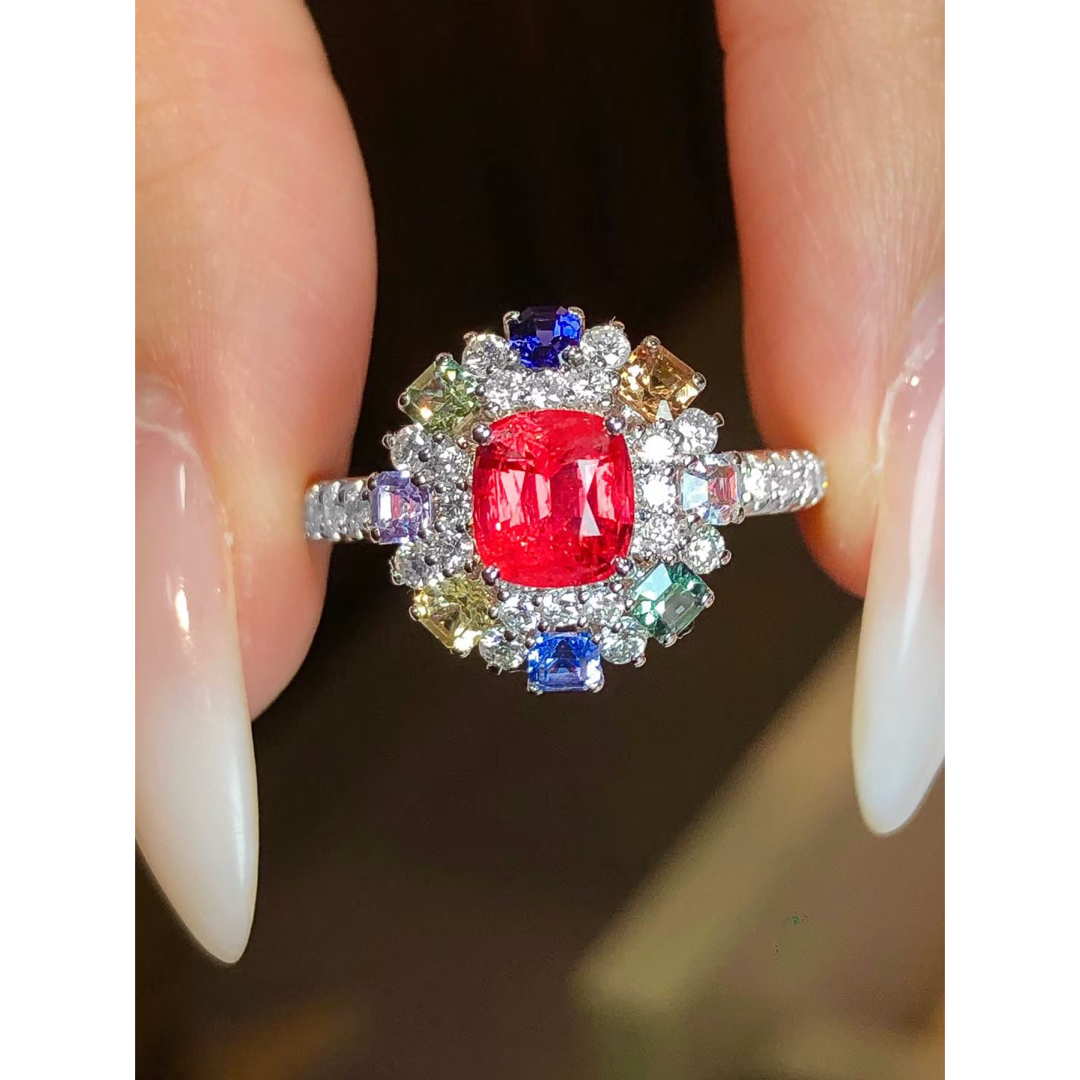 天然スピネル ダイヤ リング 1.13ct k18 ¥ レディースのアクセサリー(リング(指輪))の商品写真