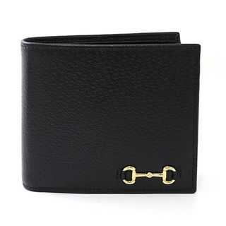 グッチ(Gucci)のグッチ GUCCI ホースビット付き コインウォレット 二つ折り財布 レザー 700464 ブラック ゴールド金具 未使用品(折り財布)