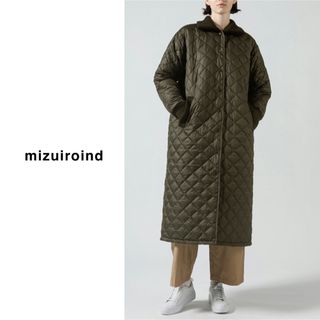 ミズイロインド(mizuiro ind)のmizuiroind（ミズイロインド）| リブカラーキルティングロングコート(ロングコート)